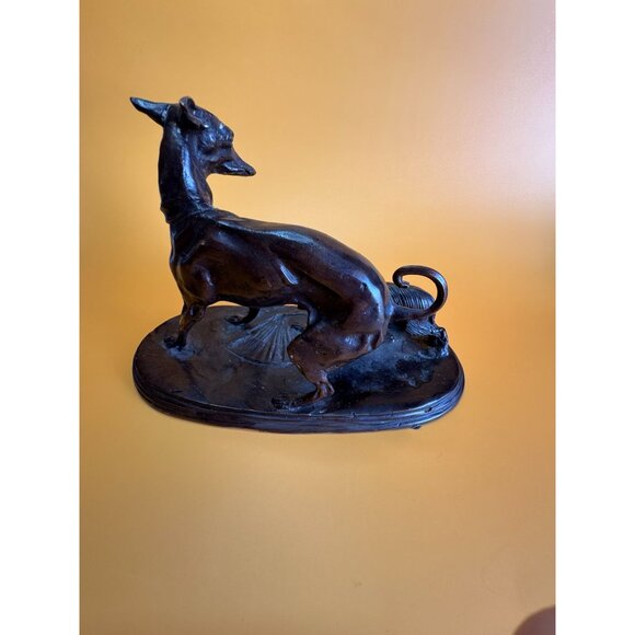 Maitland Smith Bronze Dog Sculpture Greyhound & Pekingese Dog on Base - Picture 7 of 8